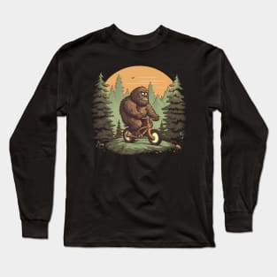 A Bicycling Bigfoot, A Cycling Yeti Long Sleeve T-Shirt